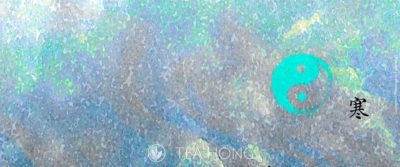 Taichi sign in an abstract background of cold colours