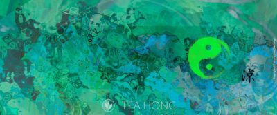 Taichi sign in an abstract background of cool colours