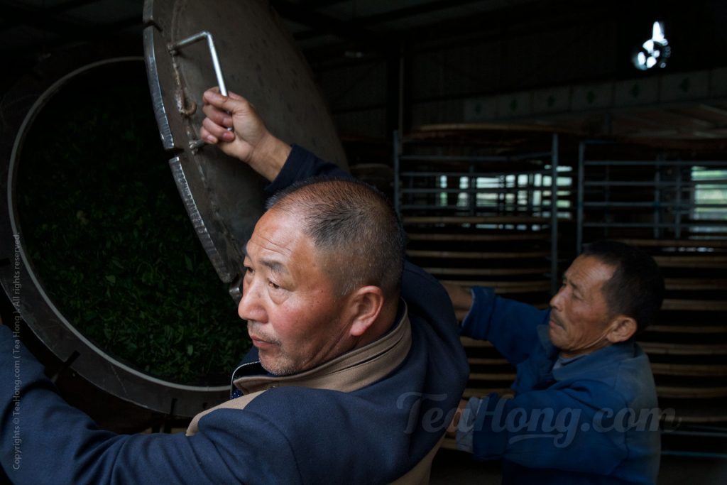 Workers closing the door to the GABA oxidation barrel