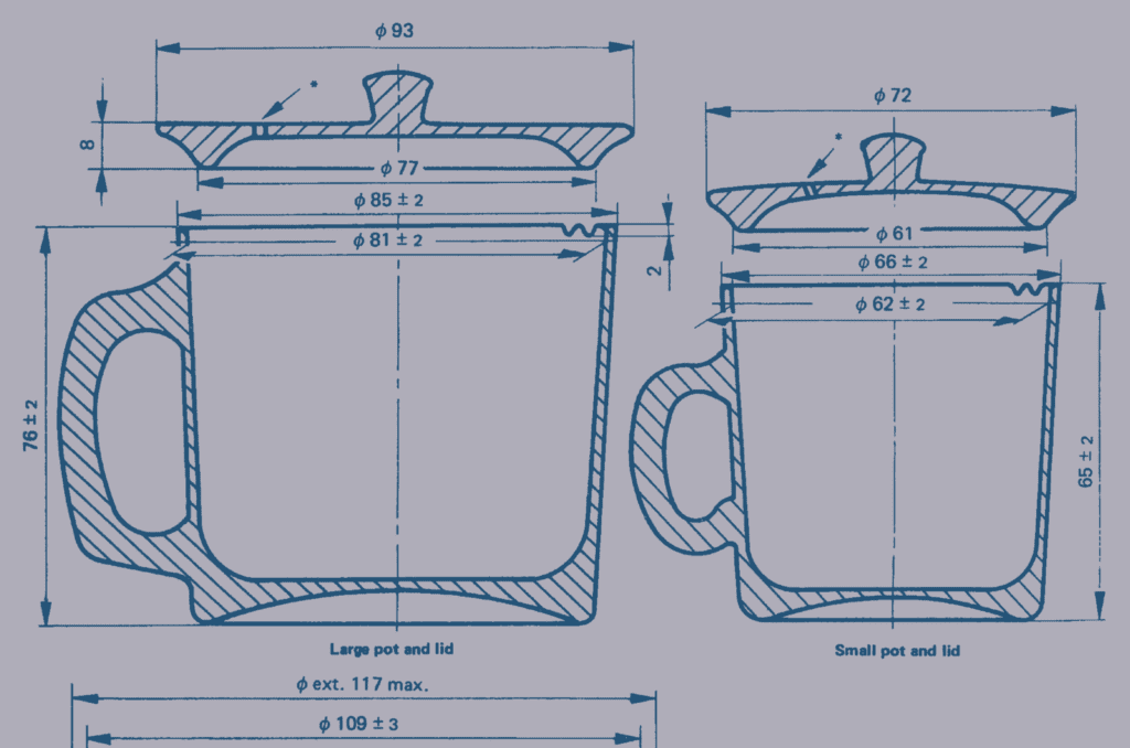 Diagram of the ISO standard pot for tea infusion