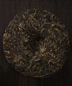 Bing Dao 2014, matured Pu'er shengcha: back, unwrapped