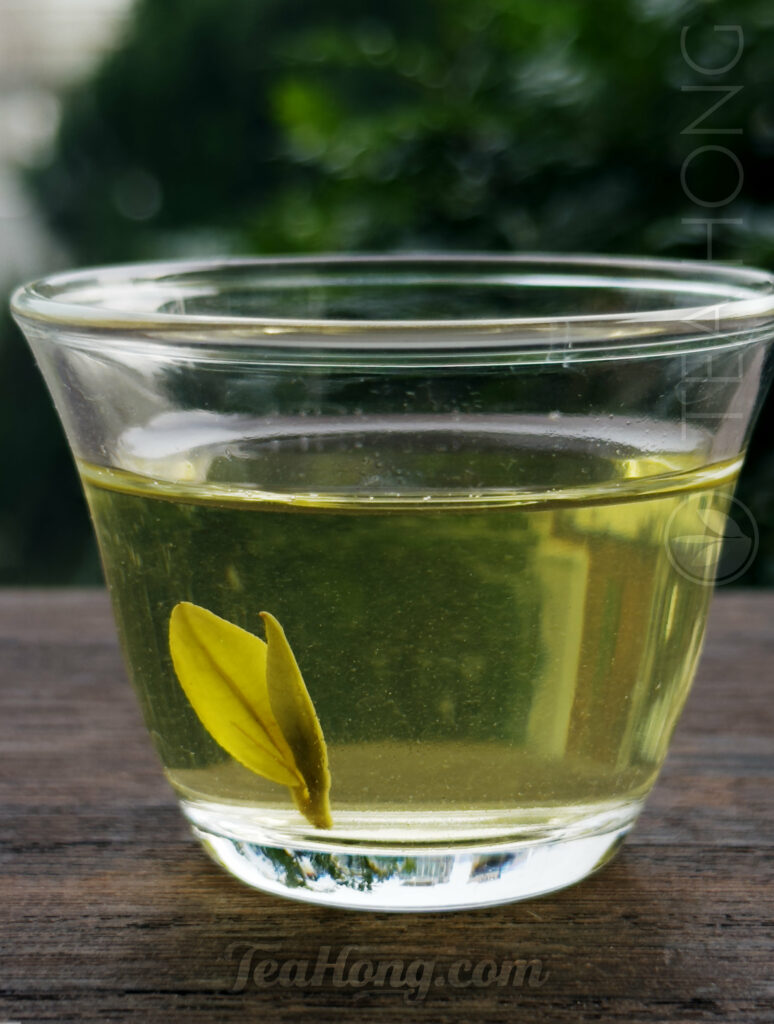 A tea leaf escaped the teapot and flew into the cup of tea