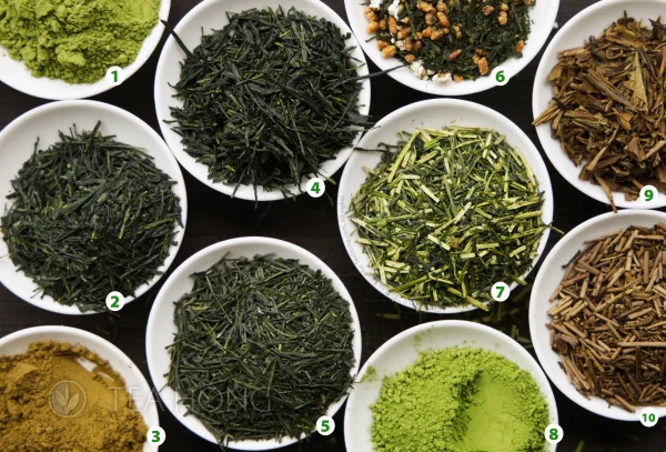 Different varieties of Japanese tea