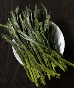 The leaves of Taiping Houkui Traditional green tea