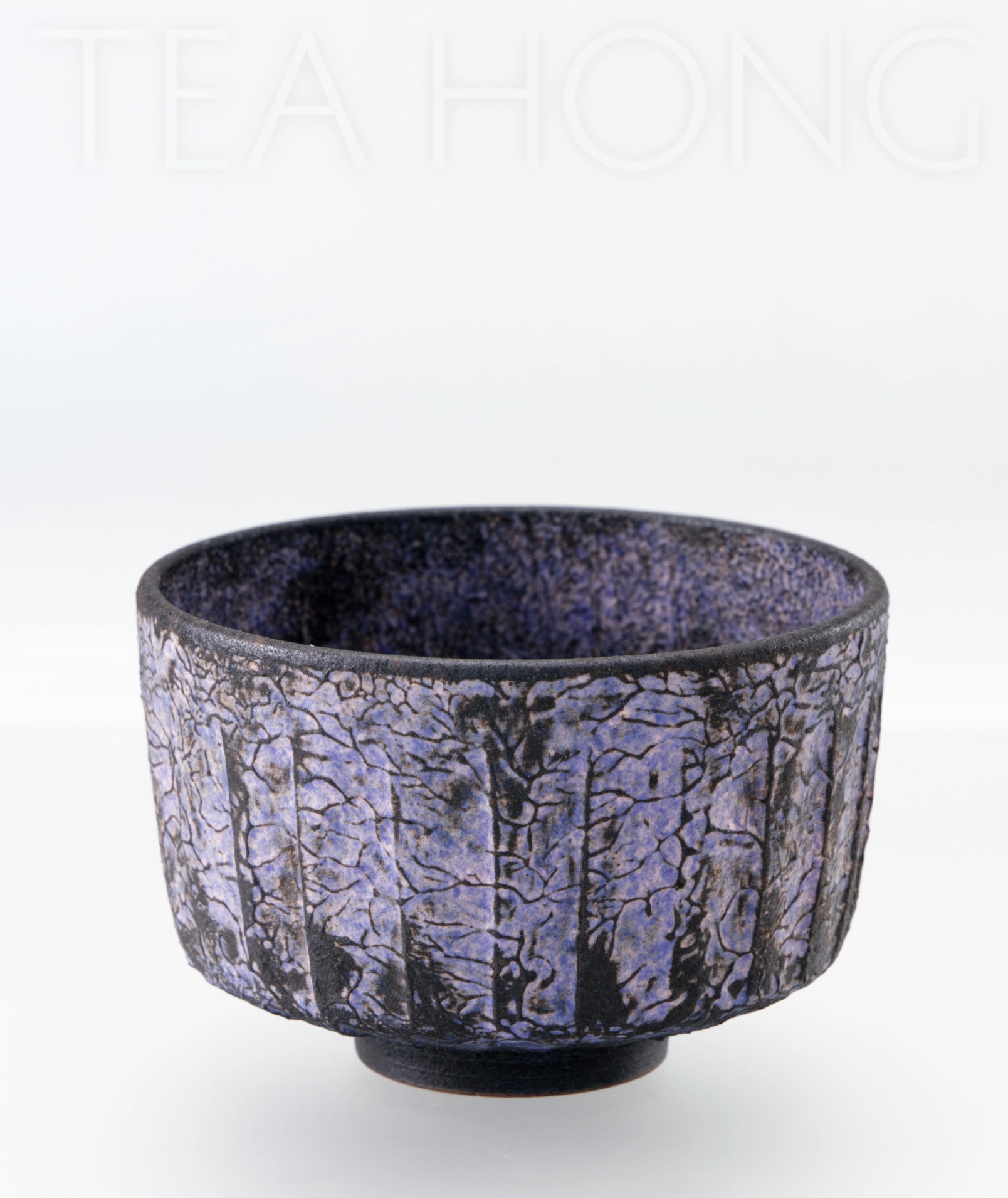 Kiyomizuyaki chawan: Hewn Purple